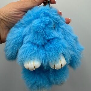 Blue Furry Keychain Accessory